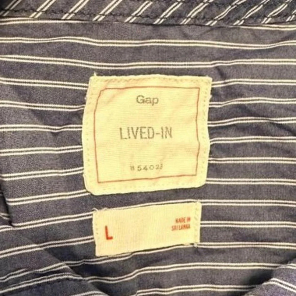 Gap lived-in mens stripe button down blue long sleeve size large #0705 - Picture 5 of 6